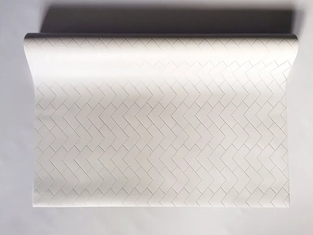 Folie geam electrostatică Chester, d-c-fix, sablare cu model geometric alb, 67 cm lăţime