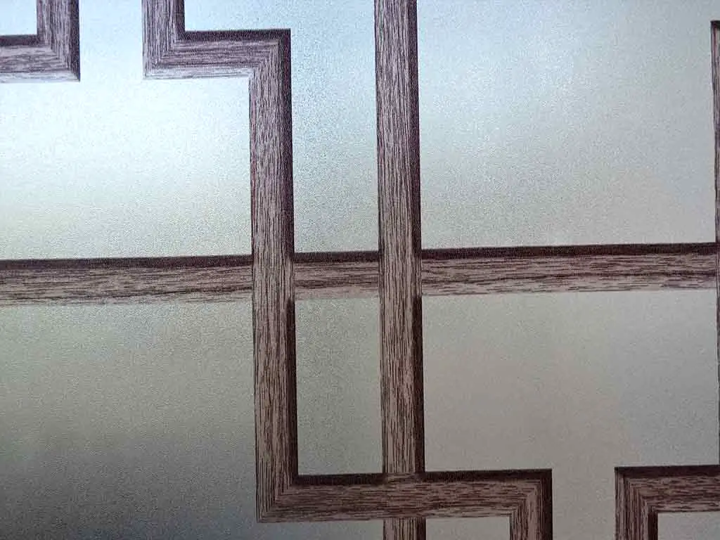 Folie geam autoadezivă Wood, Folina, imprimeu geometric, maro, rola de 90x400 cm