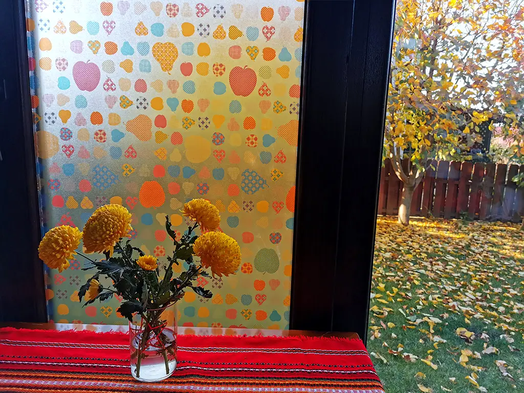 Folie geam autoadezivă Fructe, Folina, imprimeu multicolor, rolă de 90x400 cm