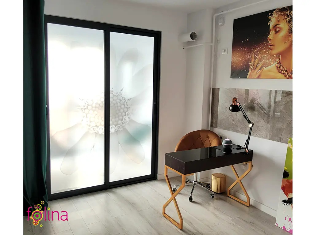 Set 2 role Folie sablare decorativă Margareta, Folina, pentru uşi din sticlă, role de 100x210 cm