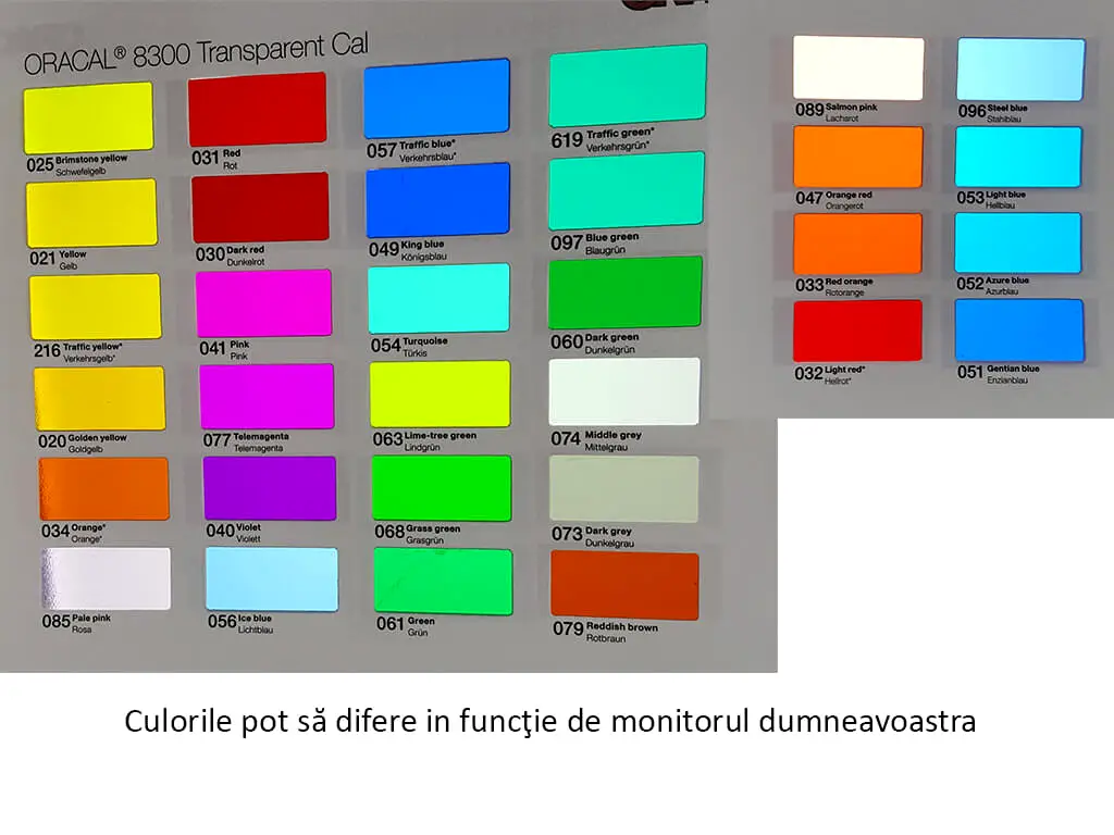 Folie geam transparentă colorată Oracal 8300