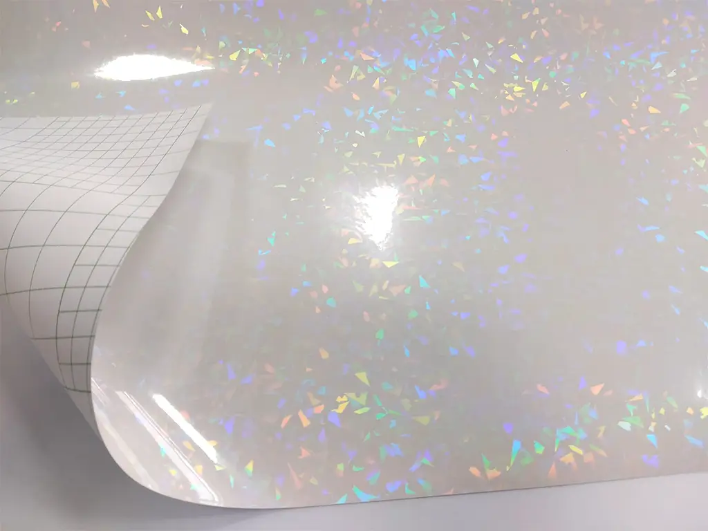Folie de laminare holografică, model geam spart, la rolă cu lățimea de 60cm