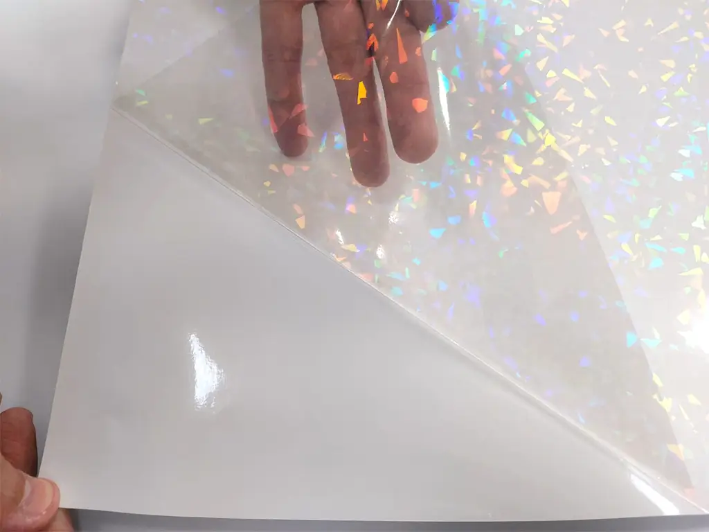 Set 15 folii laminare A4, holografică cu model geam spart