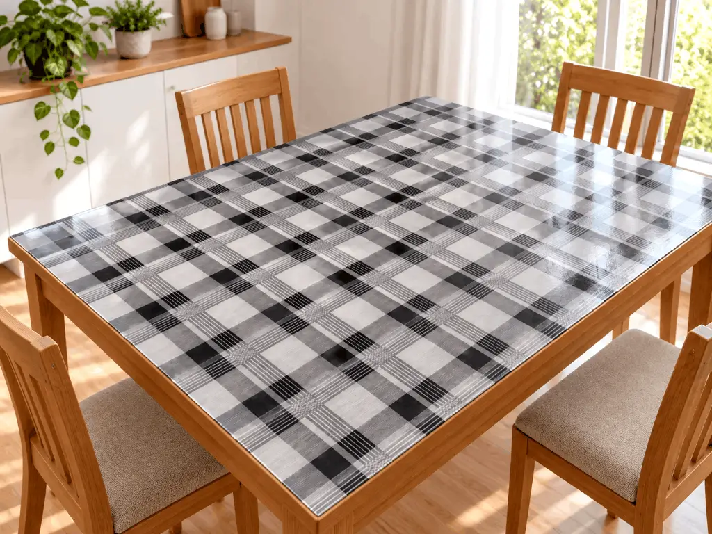 Folie protecţie gri cu model carouri negre, fără adeziv, 1.2 mm grosime, 100 cm lăţime