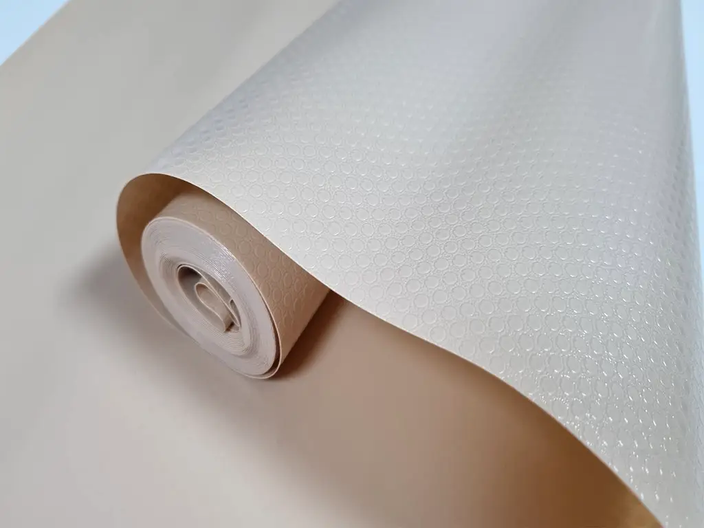 Folie antialunecare sertar, EVA  Protective Mat, material impermeabil crem, rolă de 50 cm x 5 metri