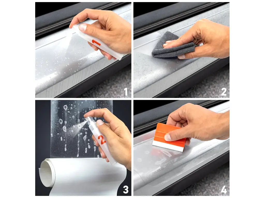 Folie de protecție transparentă împotriva zgârieturilor și razelor UV pentru autoturisme, motociclete și biciclete, rolă 7 cm x 5 m, racletă inclusă