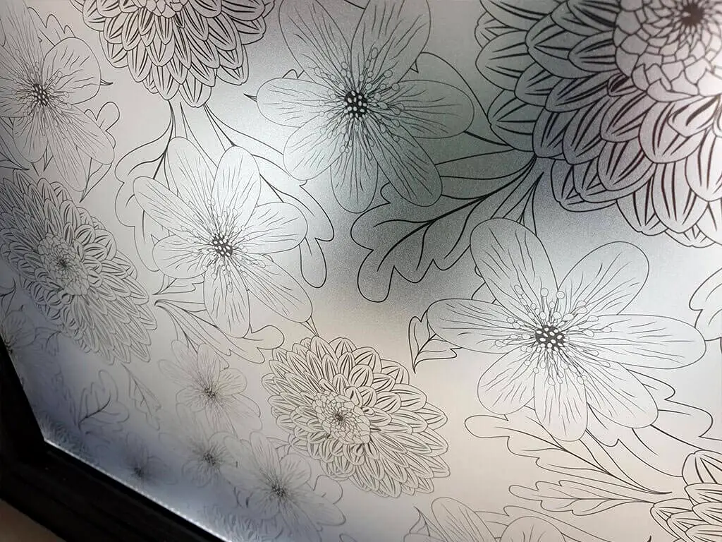 Folie geam autoadezivă Demetra, Folina, model floral, 100 cm lăţime