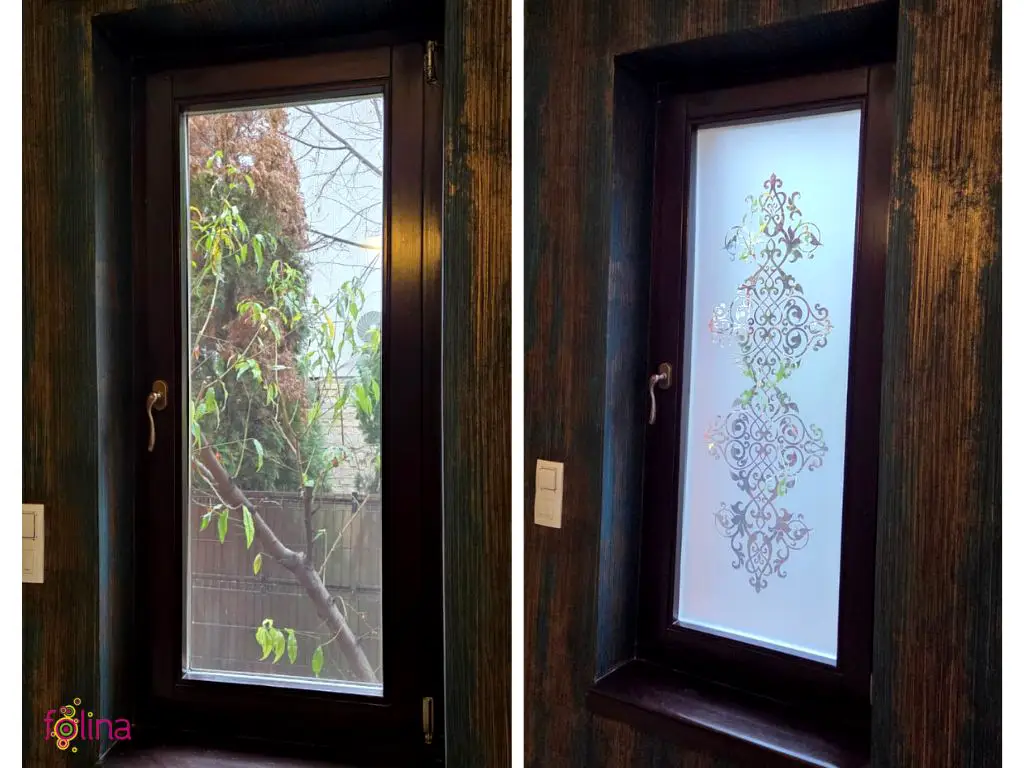 Folie geam autoadezivă Marissa, sablare cu model clasic decupat, 60x100 cm