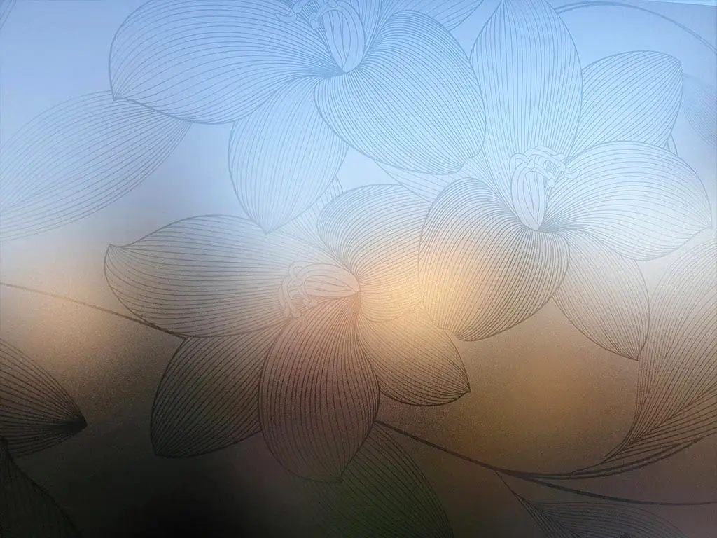 Folie geam autoadezivă Erin, Folina, model floral gri , 100 cm lăţime