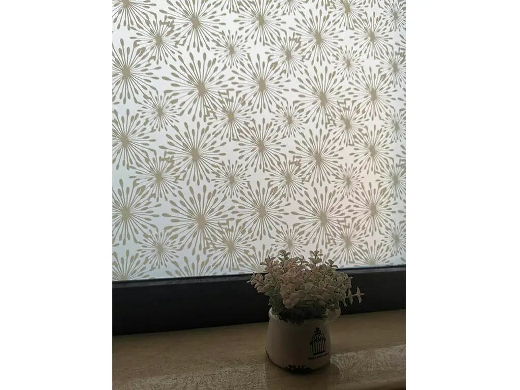 Folie geam autoadezivă Reya, Folina, imprimeu alb, 100 cm lăţime