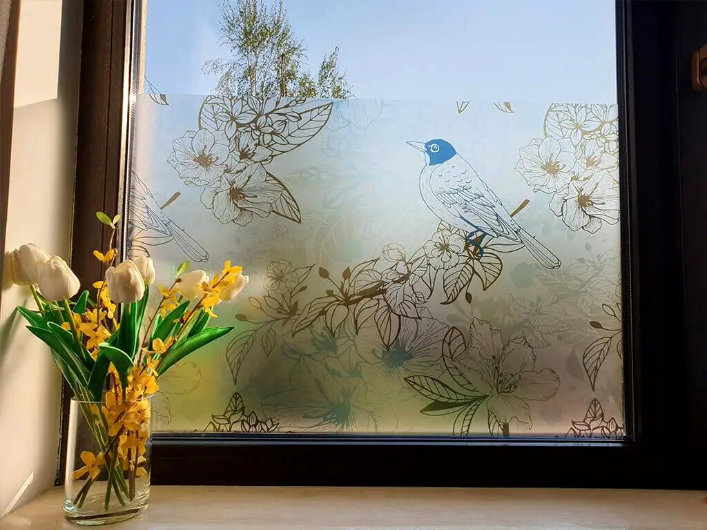 Folie geam autoadezivă Kalea, Folina, model multicolor, 100 cm lăţime