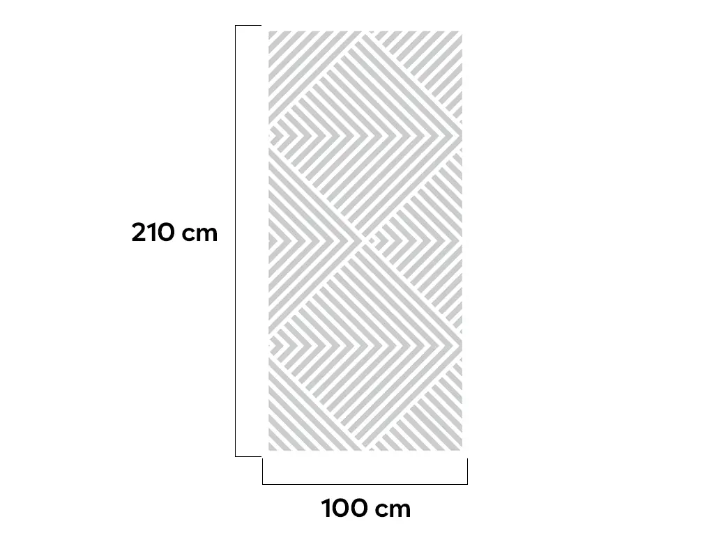 Folie sablare uşă din sticlă, Folina, model geometric cu romburi și linii albe, rolă de 100x210 cm, cu racletă aplicare şi cutter incluse