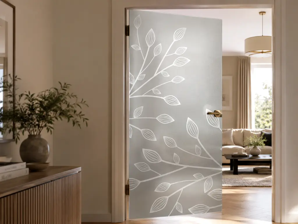 Folie sablare cu model crengi stilizate, Folina, pentru uşi din sticlă, rolă de 100x210 cm