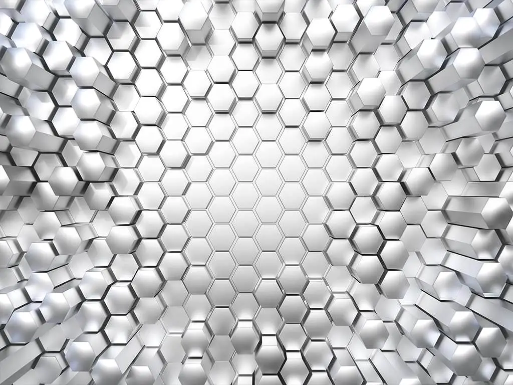Fototapet 3D hexagoane Titanium, Komar, gri, 368x254 cm