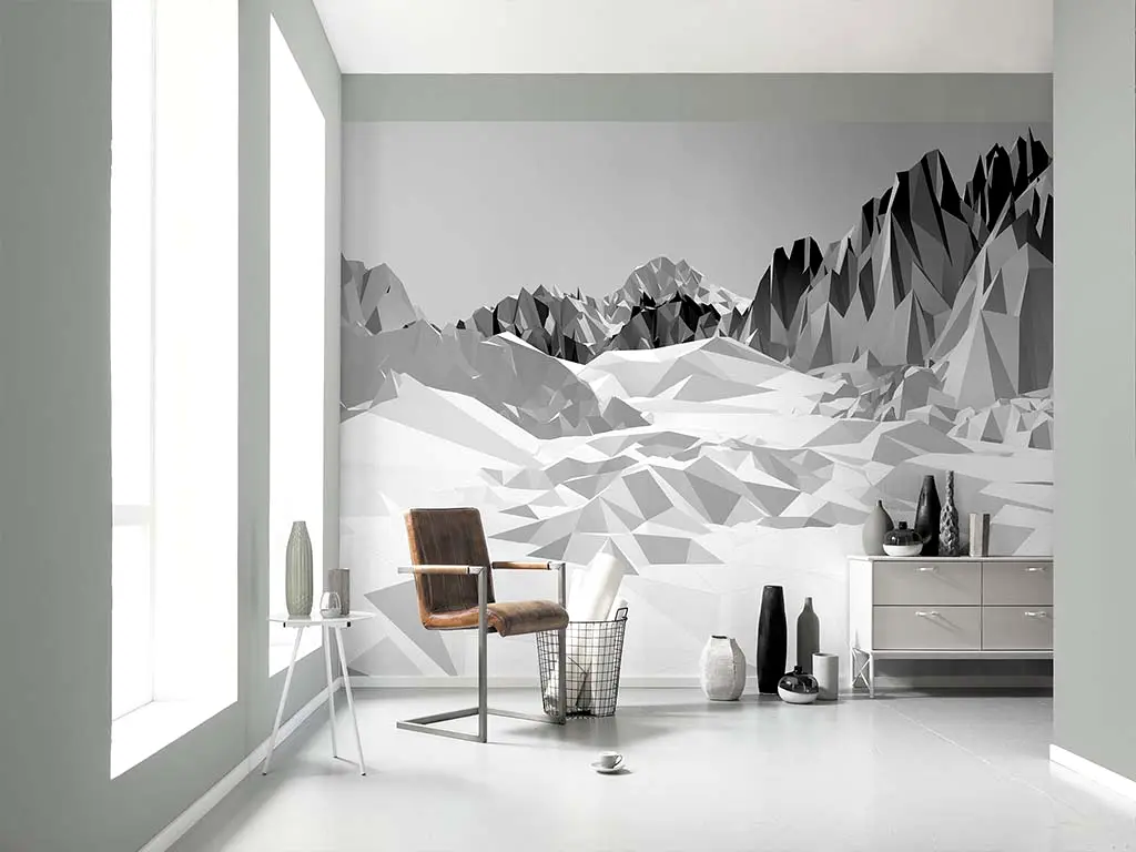 Fototapet 3D munţi Icefields, Komar, peisaj gri abstract, 368x254 cm