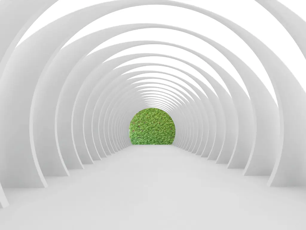 Fototapet 3D White Tunnel, AGDesign, model geometric alb, 360x270 cm