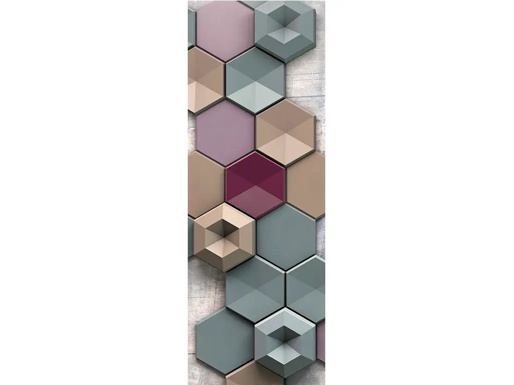 Fototapet 3D Panel Hexagon, Komar, multicolor, 100x280 cm