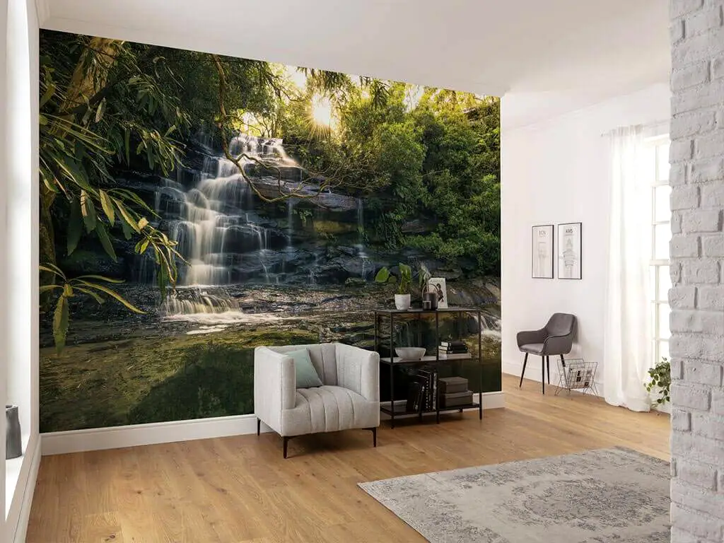 Fototapet 3D Golden Falls, Komar, peisaj cascadă, 450x280 cm