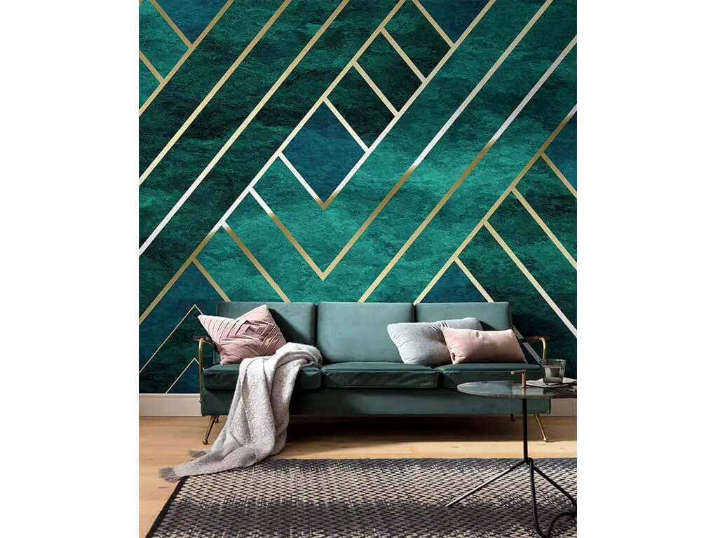 Fototapet Artdeco, Komar, model geometric verde, pe suport vlies, 300x250 cm