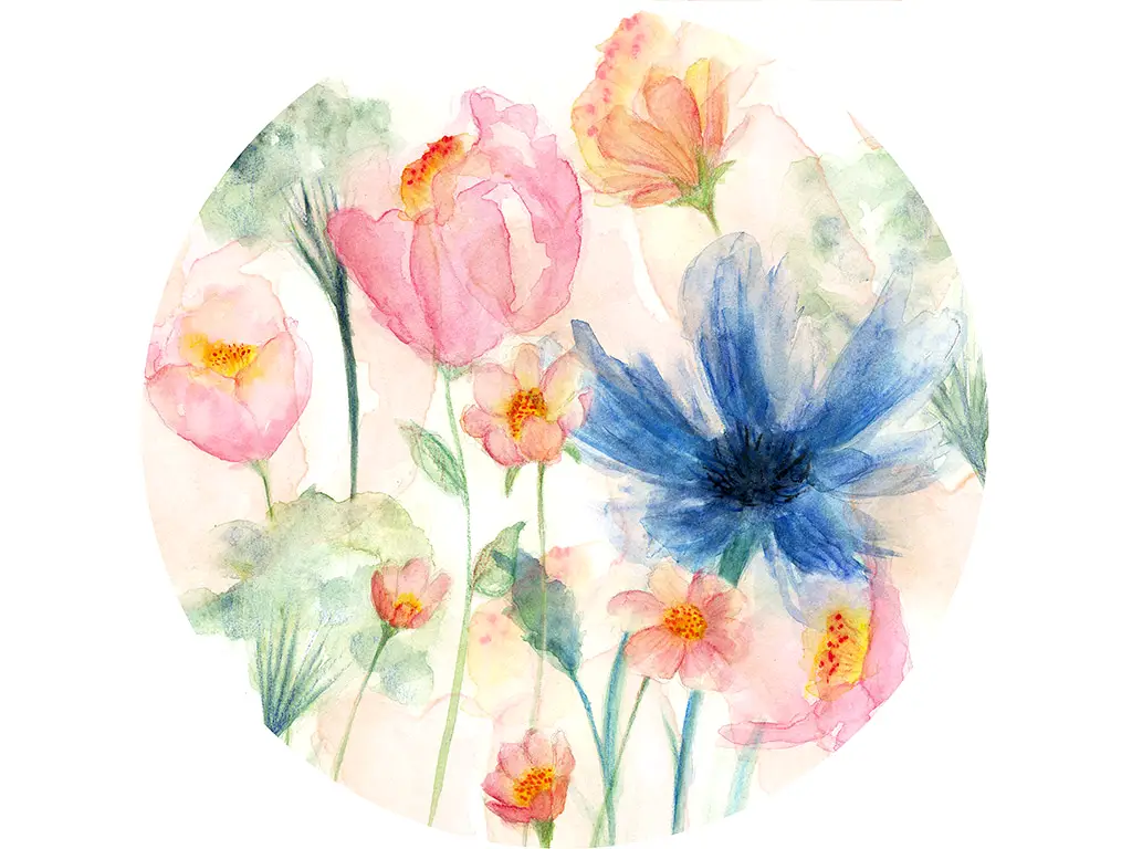 Fototapet rotund May, Komar, model floral pastel, autoadeziv, 125 cm