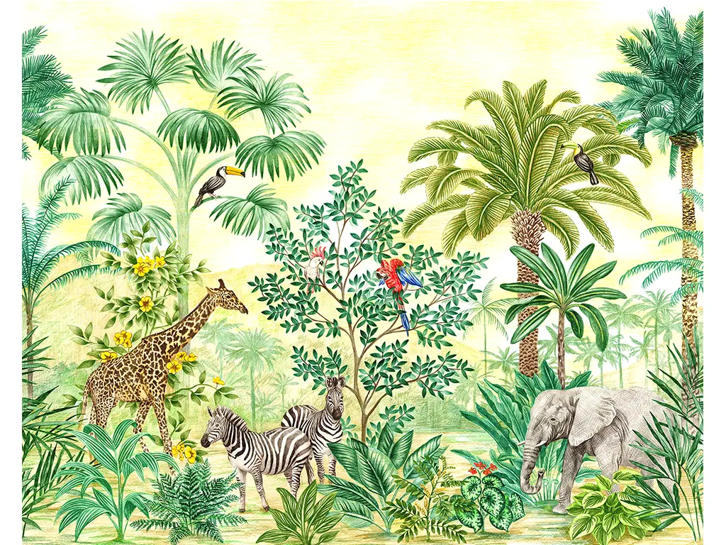 Fototapet cameră copii, Komar Jungle Adventure, peisaj junglă, vlies, 350x280cm