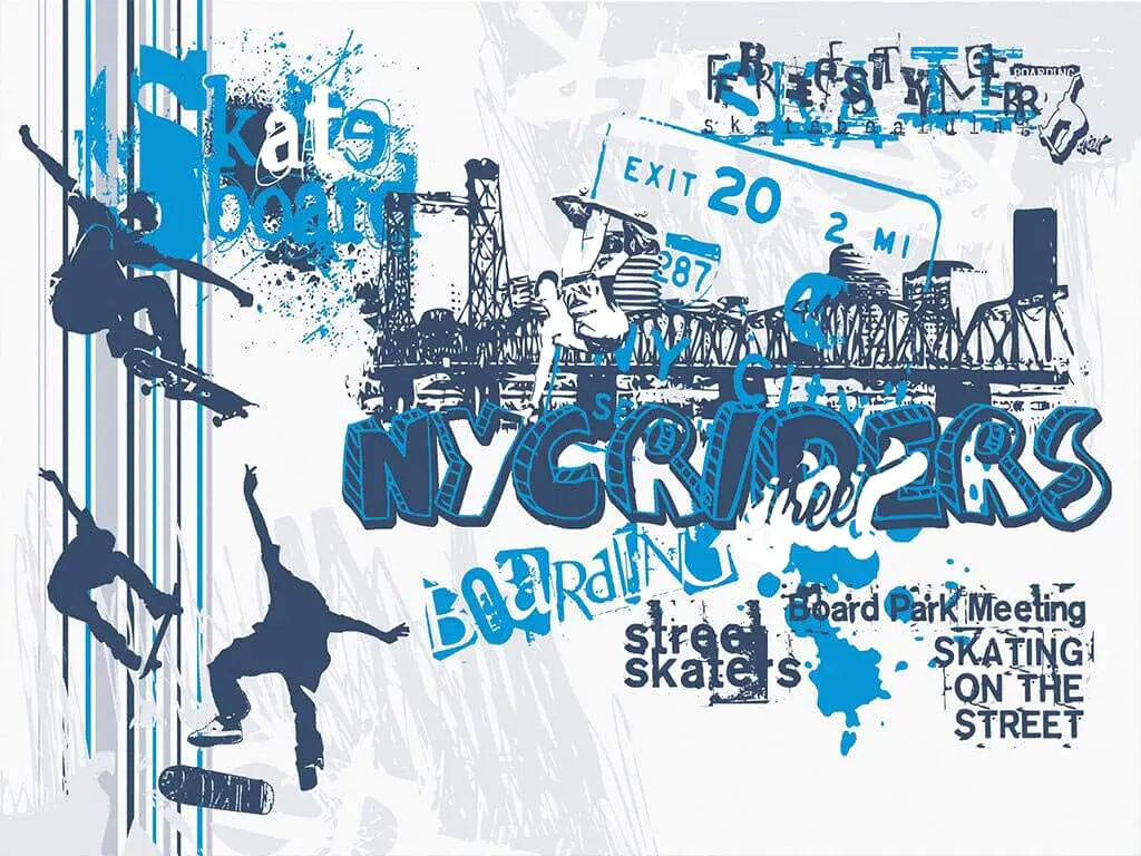 Fototapet cameră tineret Skate, Dimex, albastru, 375x250 cm