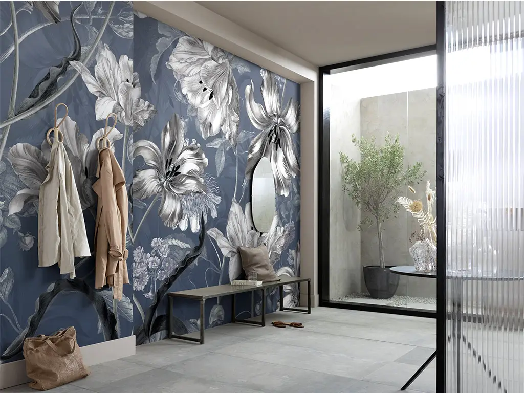 Fototapet floral Merian Blue, Komar, vlies, 350x250 cm