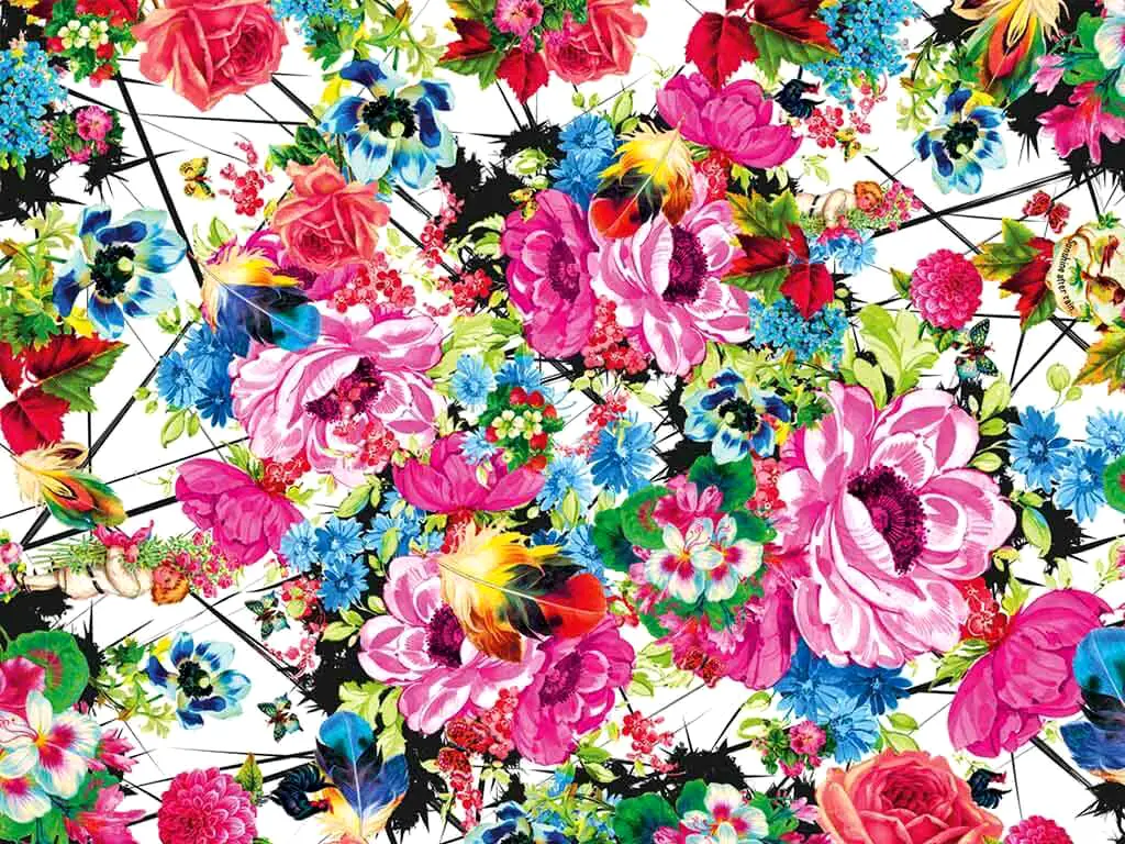 Fototapet Romantic Pop, Komar, imprimeu floral, multicolor, 184x254 cm