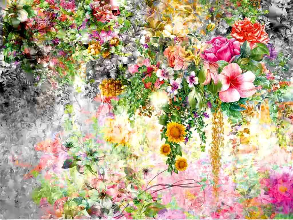 Fototapet Saray, AGDesign, decorațiune florală multicoloră, dimensiuni fototapet 360x270 cm