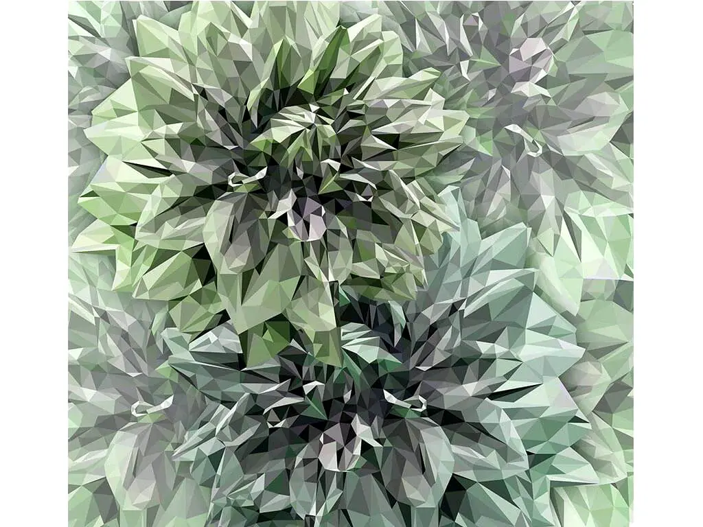 Fototapet floral verde Emerald Flowers, Komar, print digital, 300x280 cm