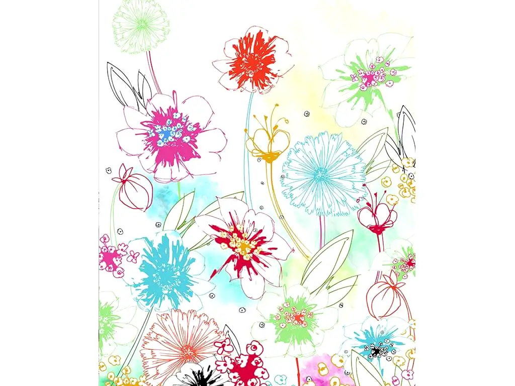 Fototapet floral Joyful, Komar, imprimeu grafic, multicolor, 200x250 cm