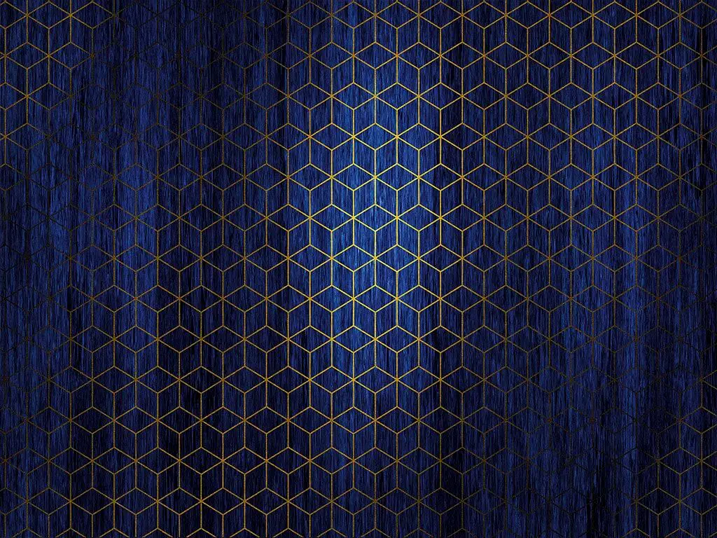 Fototapet albastru Mystique Bleu, Komar, model geometric auriu, 400x280 cm