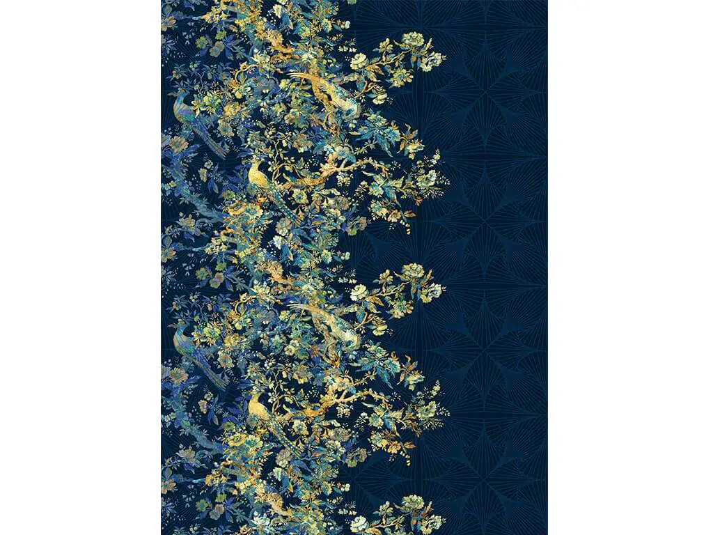 Fototapet Nocturne Albastru, Komar, 200x280 cm – design floral și geometric elegant