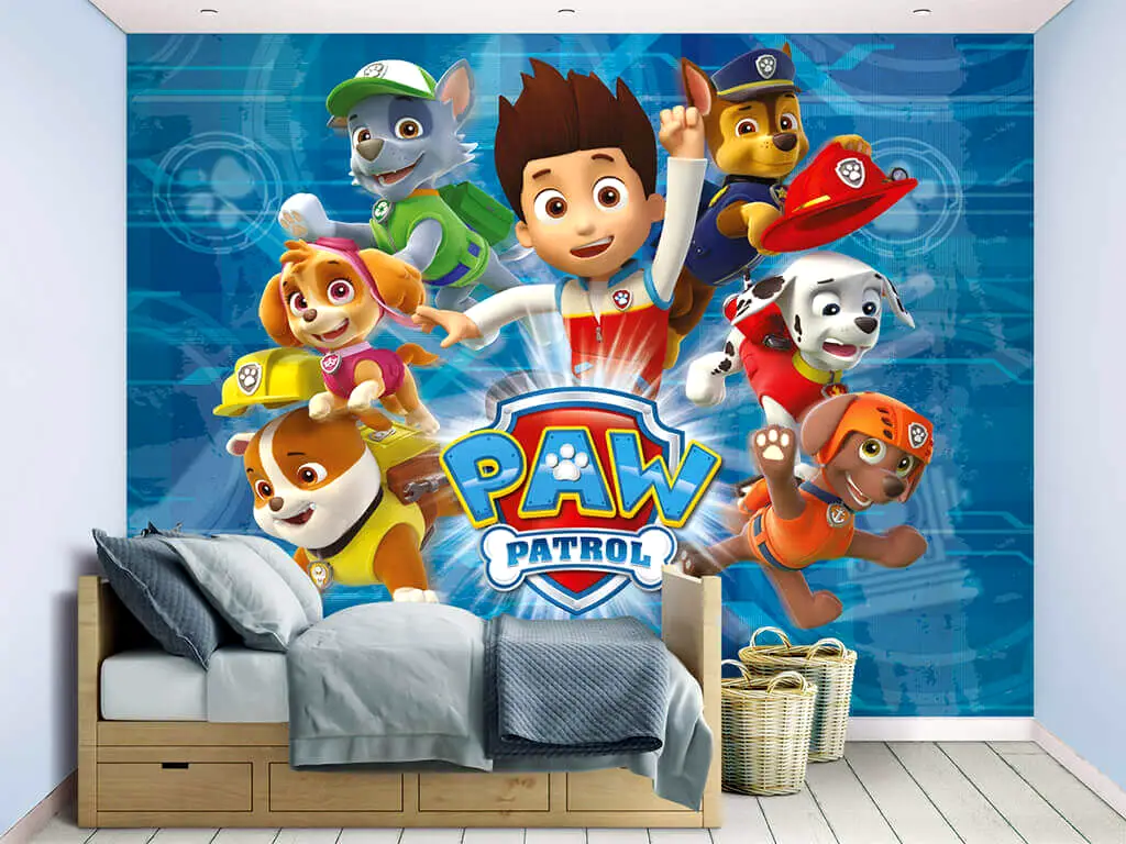 Fototapet Patrula căţeluşilor Paw Patrol, Walltastic, decorațiune pentru copii, dimensiune fototapet 304x244 cm