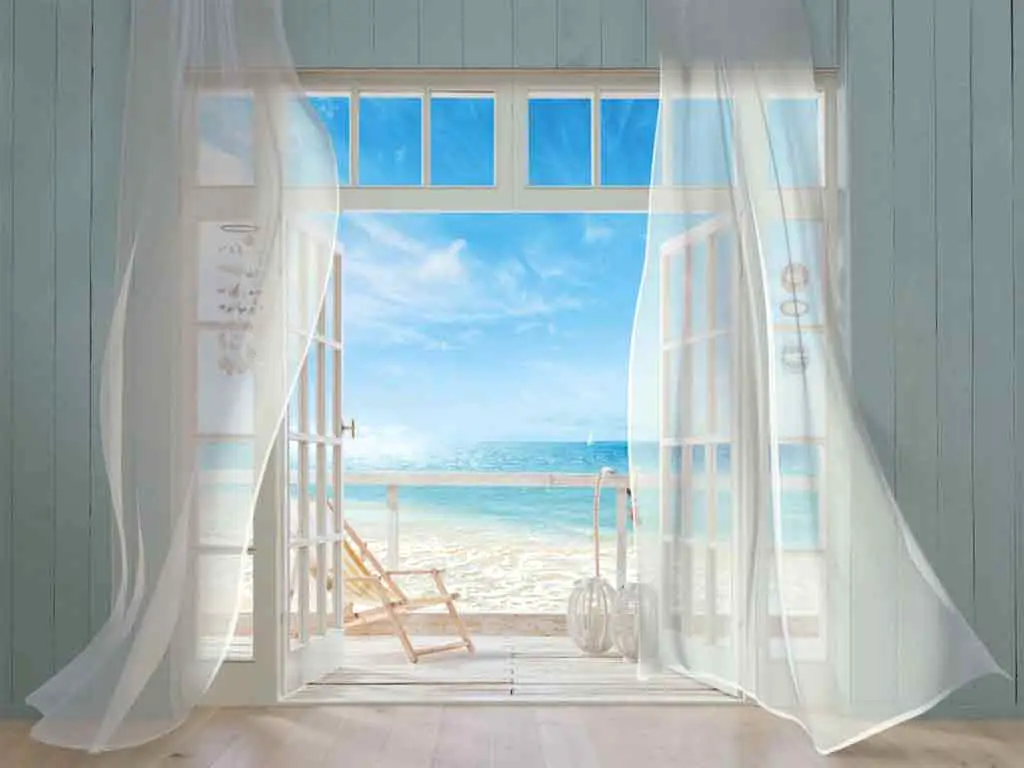 Fototapet peisaj 3D Malibu, Komar, imagine cu marea și plajă, 368x254 cm