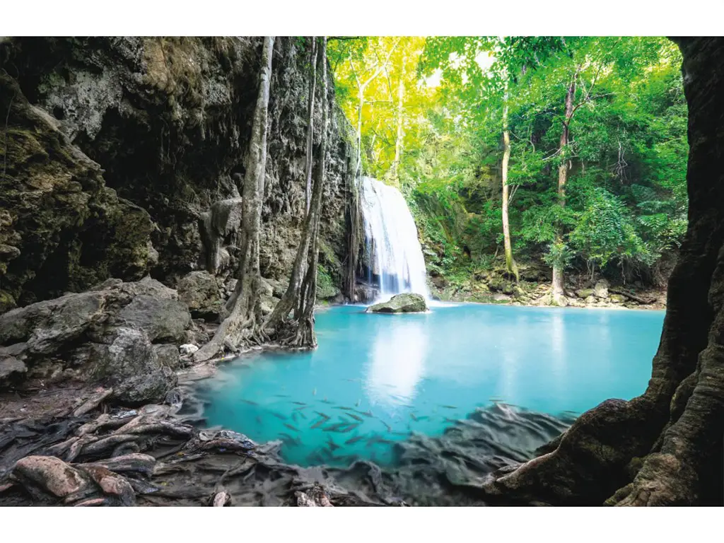 Fototapet peisaj cascadă, Erawan Waterfall, 400x260 cm