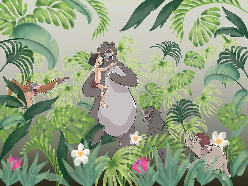 Fototapet cameră copii cu personaje din Cartea Junglei, Komar, Welcome to the jungle, 400x280 cm