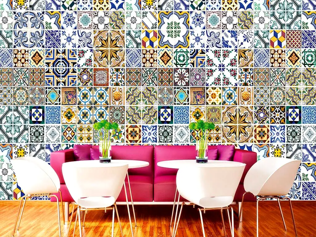 Fototapet Portugal Tiles, Dimex, model faianţă decorativă, multicolor, 375x250 cm