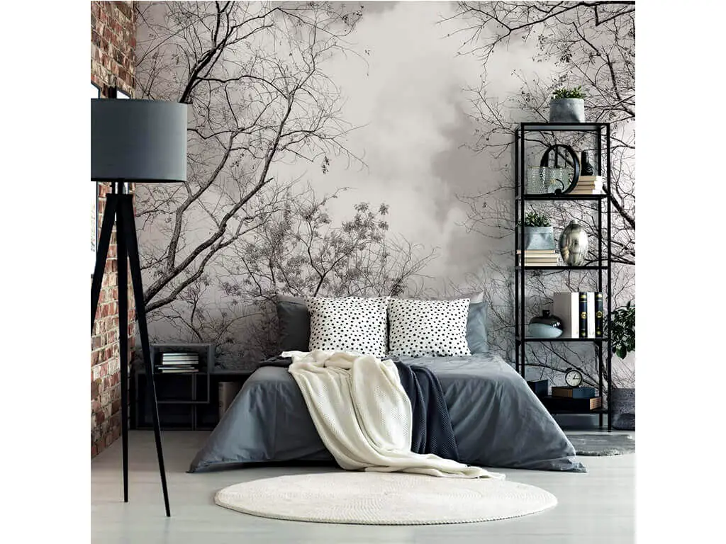 Fototapet Tree Tops, WG, model crengi, alb-negru, 366x254 cm