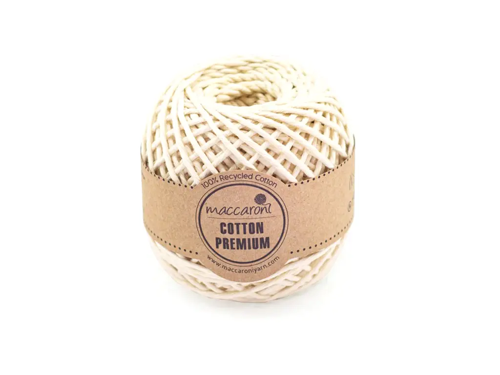 Sfoară bumbac ivoire, Maccaroni Cotton Premium, fir de 2mm grosime, 100gr