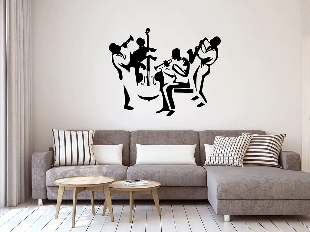 Sticker perete decorativ Jazz Band, Folina, negru, 120x98cm