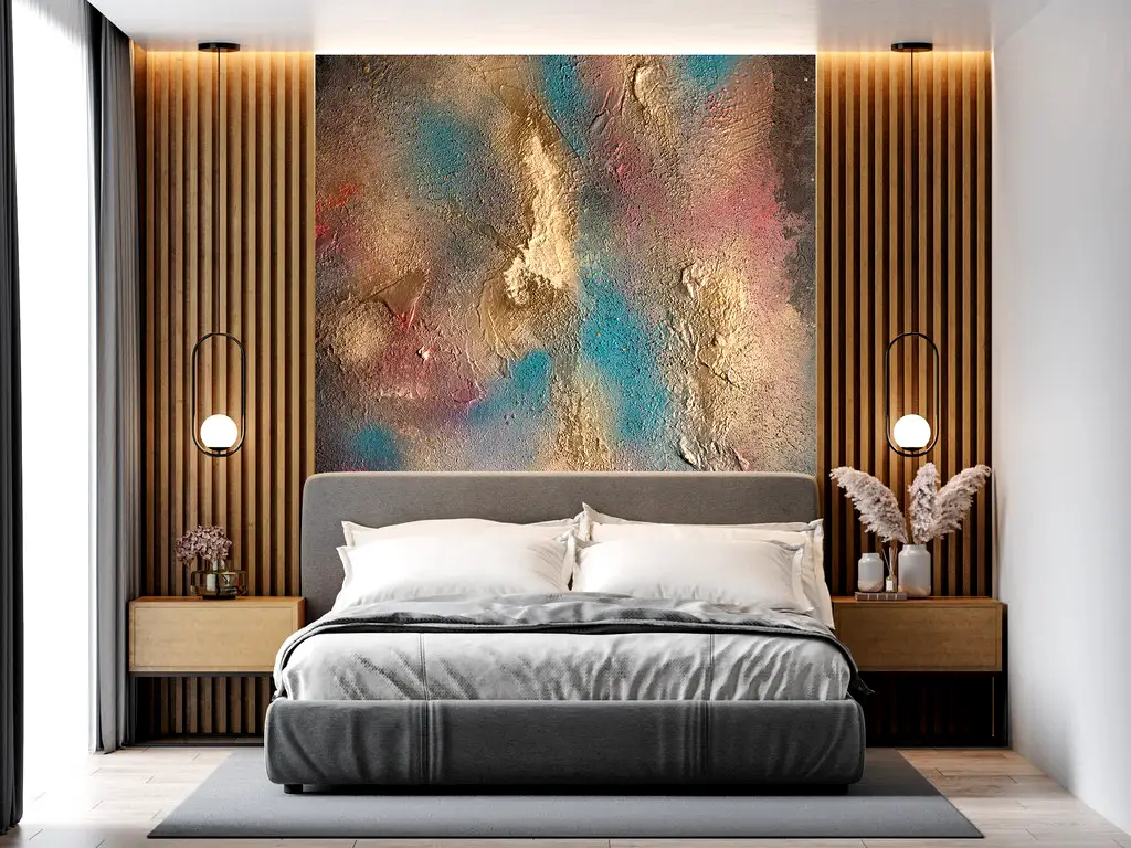 Fototapet imitaţie decorativă colorată Happiness, decor perete living, dormitor, hol, spaţii comerciale, 208x208 cm