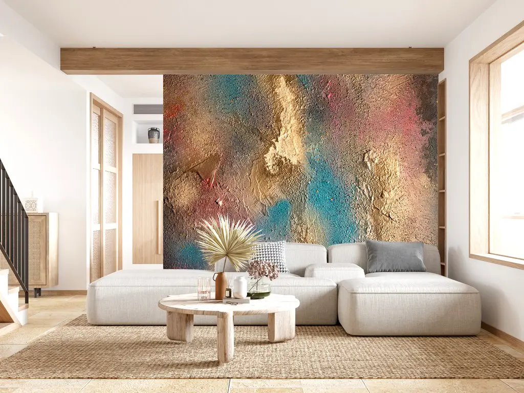 Fototapet imitaţie decorativă colorată Happiness, decor perete living, dormitor, hol, spaţii comerciale, 208x208 cm