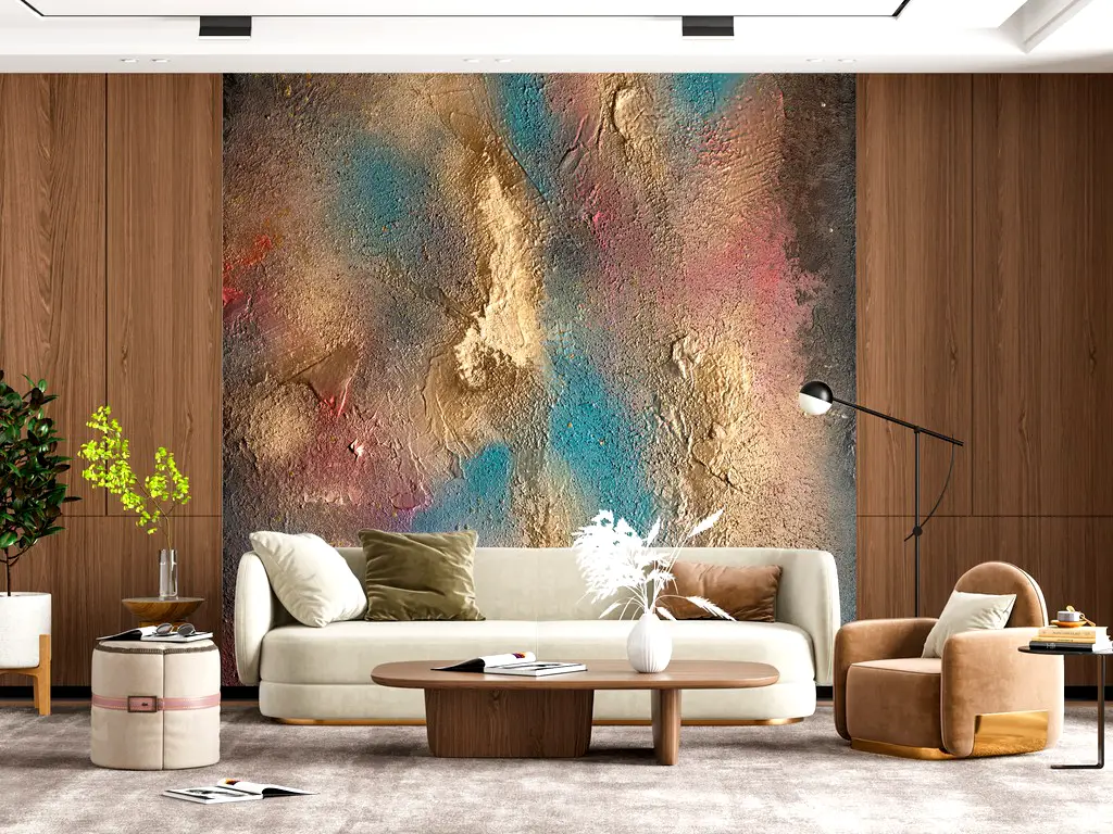 Fototapet imitaţie decorativă colorată Happiness, decor perete living, dormitor, hol, spaţii comerciale, 208x208 cm