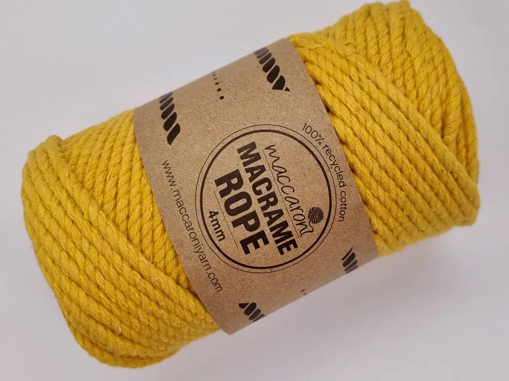 Macrame Rope, fire răsucite de 4 mm, galben