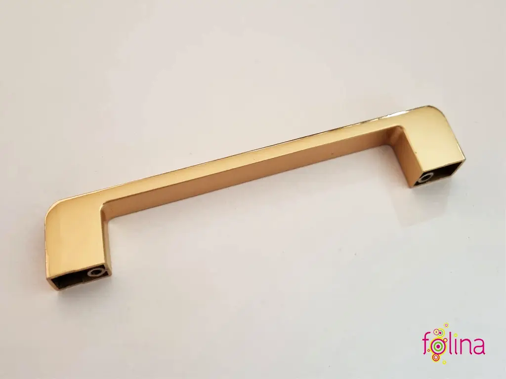 Mâner mobilă metalic, bej lucios cu margini aurii, 128 mm distanţa dintre punctele de prindere