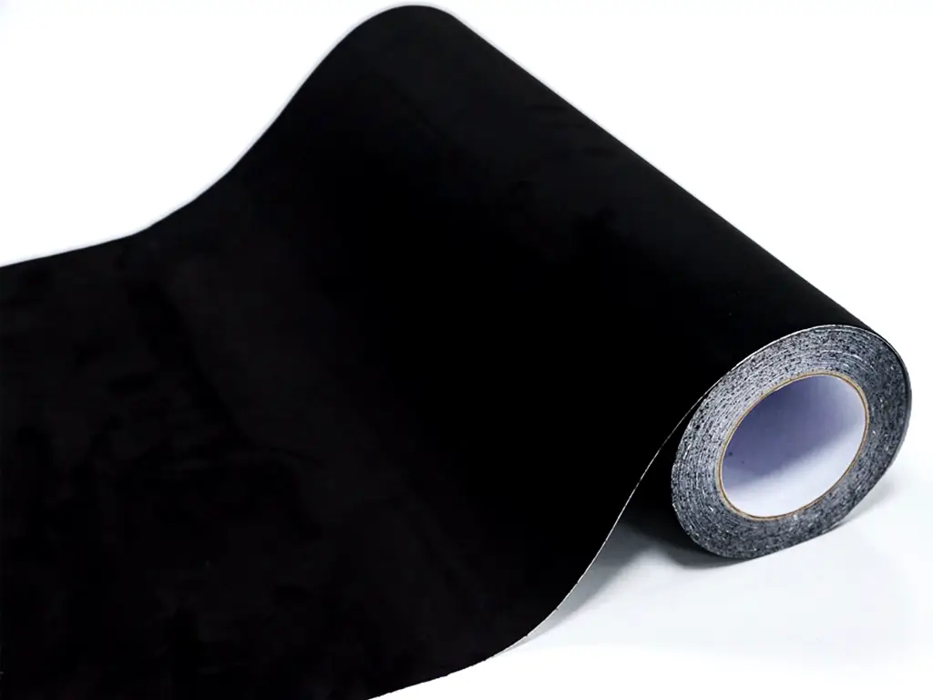 Material autoadeziv imitaţie piele întoarsă neagră, rolă de 50x200cm