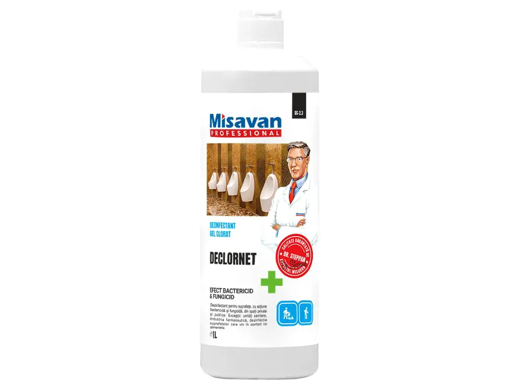 Misavan Declornet gel dezinfectant clorat Dr. Stephan 1L – bactericid și fungicid pentru suprafețe sanitare