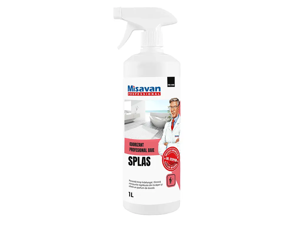 Set Misavan Dr. Stephan odorizant profesional Tropical 0,75L, Dr Stephan odorizant profesional baie Splas 1L și mănușă din microfibră utilizări multiple