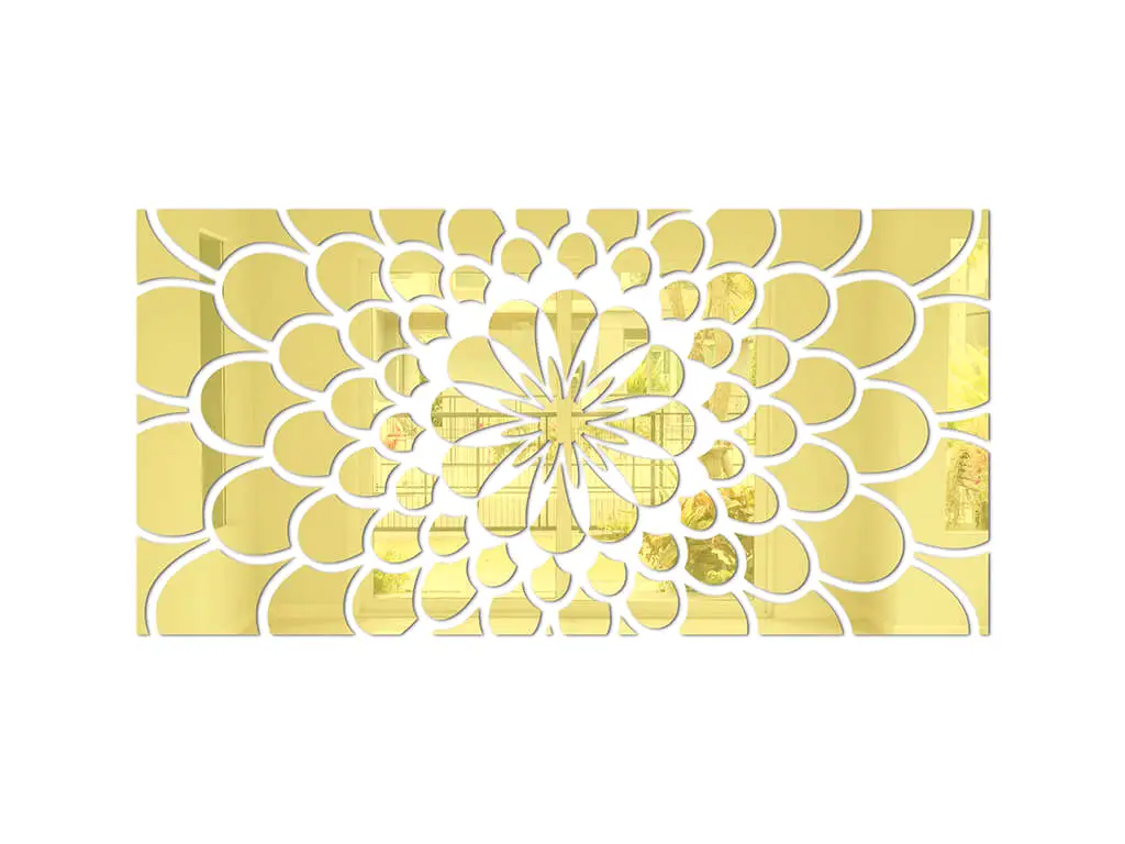 Oglindă decorativă aurie Carla, decoraţiune perete din oglindă acrilică aurie,100x50 cm